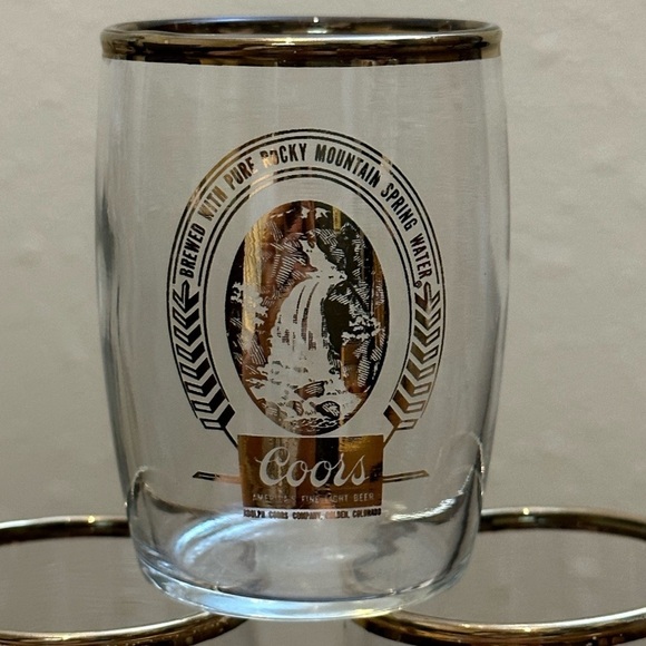 Coors Other - 🍀💛 Coors Beer Barrel Taster Glasses, 5 oz. Gold Rimmed​​​​ 💛🍀